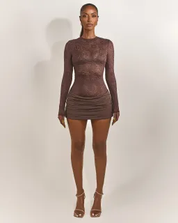 Mars the label Roux mini dress in brown Size 6 for rent on The Volte - image 1