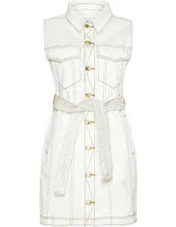 Aje Mimosa Alek Denim Mini Dress White Size 4 for rent on The Volte - image 4