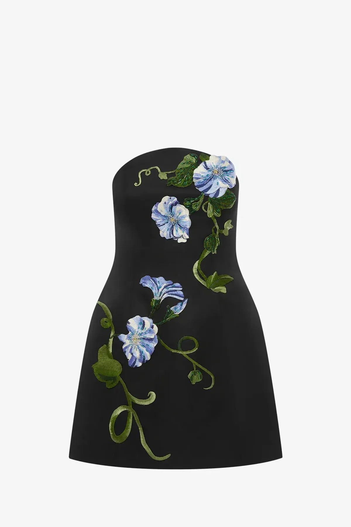Leo Lin Zaria Appliqué Floral Bustier Mini Dress Vine Print in Ebony Size 12 for rent on The Volte - main image