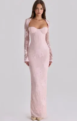 House of CB Lucienne pink lace maxi dress Regular Cup Size S for rent on The Volte - image 1