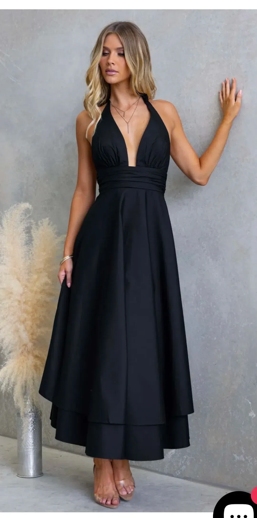 Saints & Secrets Sade halter maxi dress black dress size 10 for rent on The Volte - main image