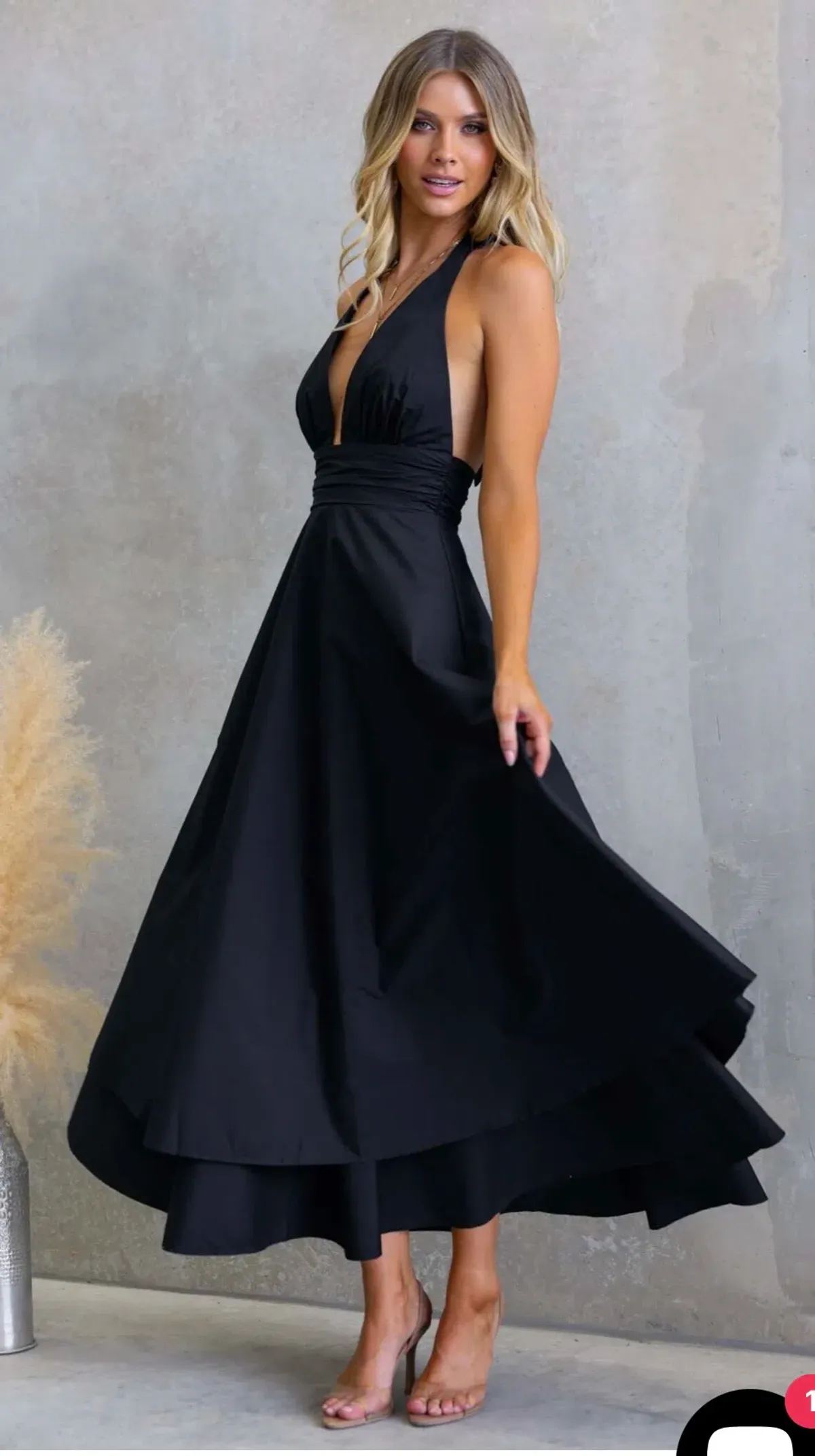 Saints & Secrets Sade halter maxi dress black dress size 10 for rent on The Volte - main image