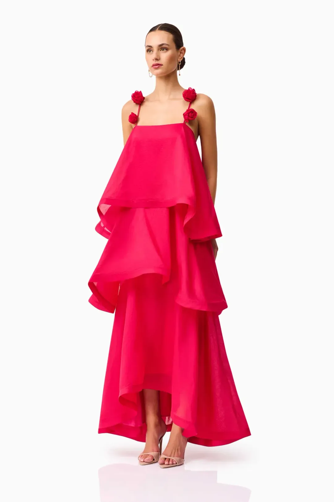Elliatt Thalia Tiered Gown size XL / 14 Pink  for rent on The Volte - main image