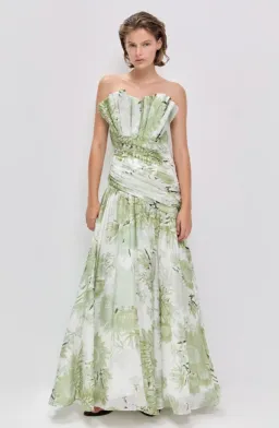 REFLECTOR GOWN | OLIVE NATIVE FLORAL - SIZE 10 for rent on The Volte - image 1