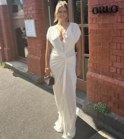 Bec and Bridge Leia Drape Gown Butter Cream White Size 12 for rent on The Volte - image 4