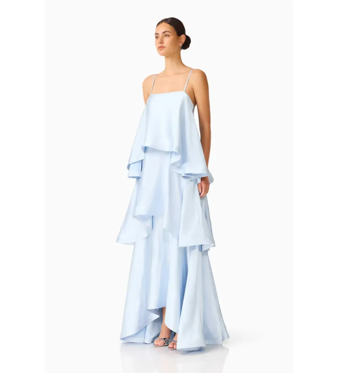 Elliatt Tilly Tiered Maxi Dress in Pale Blue Size L/AU12 for rent on The Volte - main image
