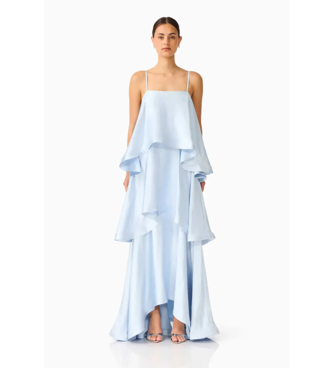 Elliatt Tilly Tiered Maxi Dress in Pale Blue Size L/AU12 for rent on The Volte - main image