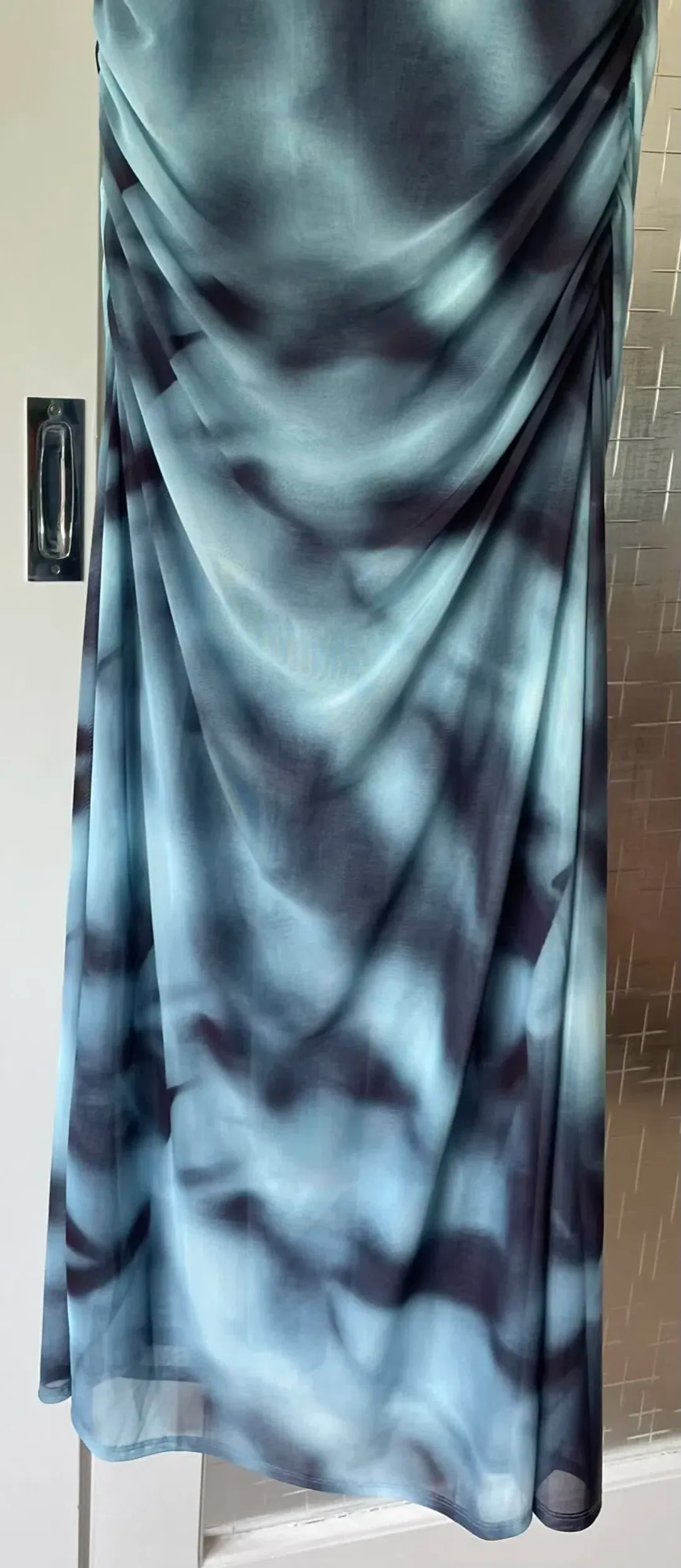 Witchery Mesh Drape Maxi Dress Blue & Black Tie-Dye- Large for rent on The Volte - main image