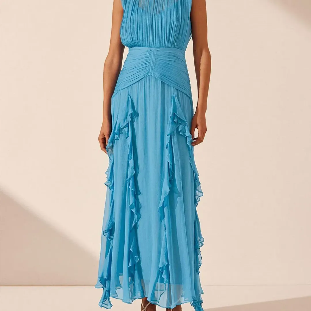 Shona Joy Margot Dress Blue Size 8 for rent on The Volte - main image