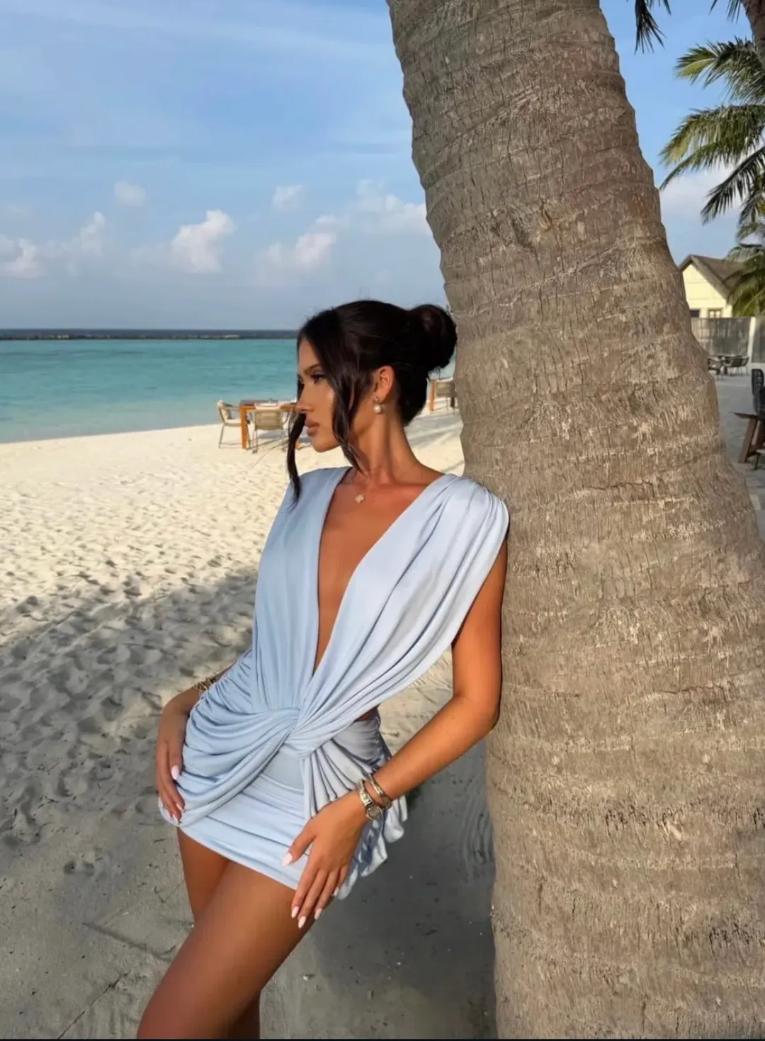 VIVIENNE COLLECTION LILOU MINI DRESS IN LIGHT BLUE SIZE 8 for rent on The Volte - main image