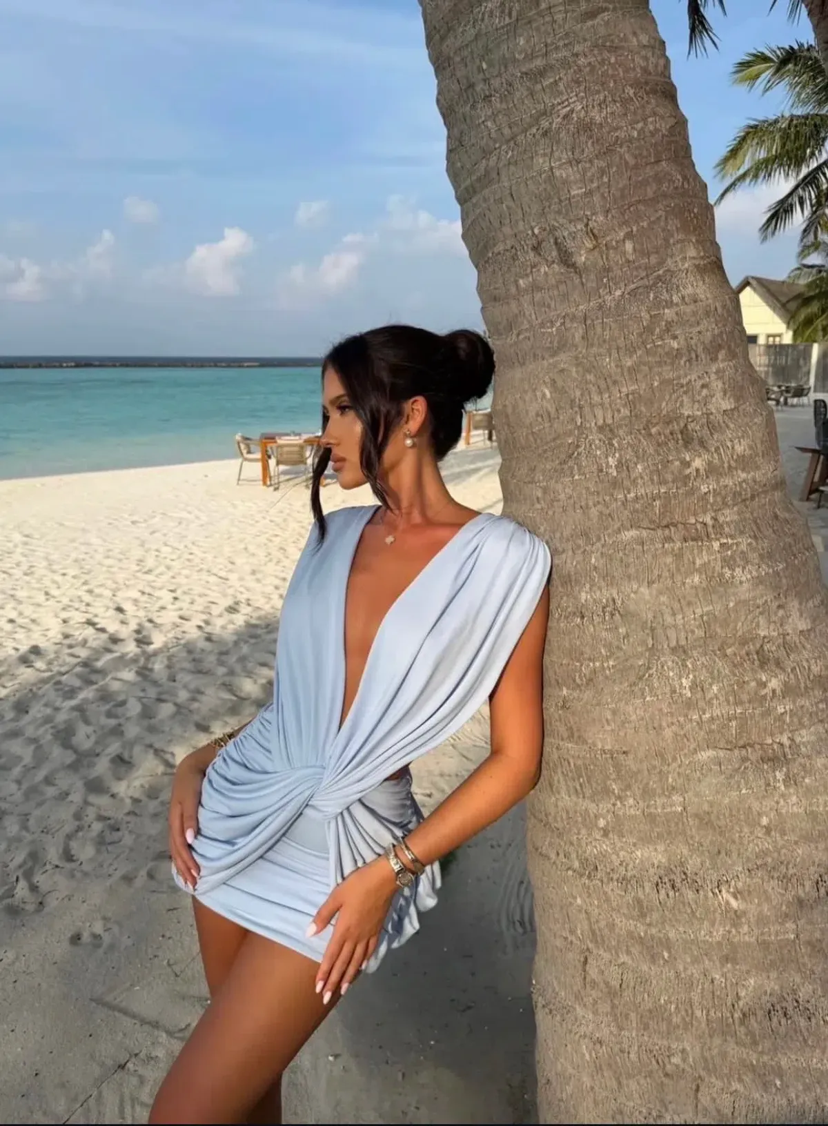 VIVIENNE COLLECTION LILOU MINI DRESS IN LIGHT BLUE SIZE 8 for rent on The Volte - main image