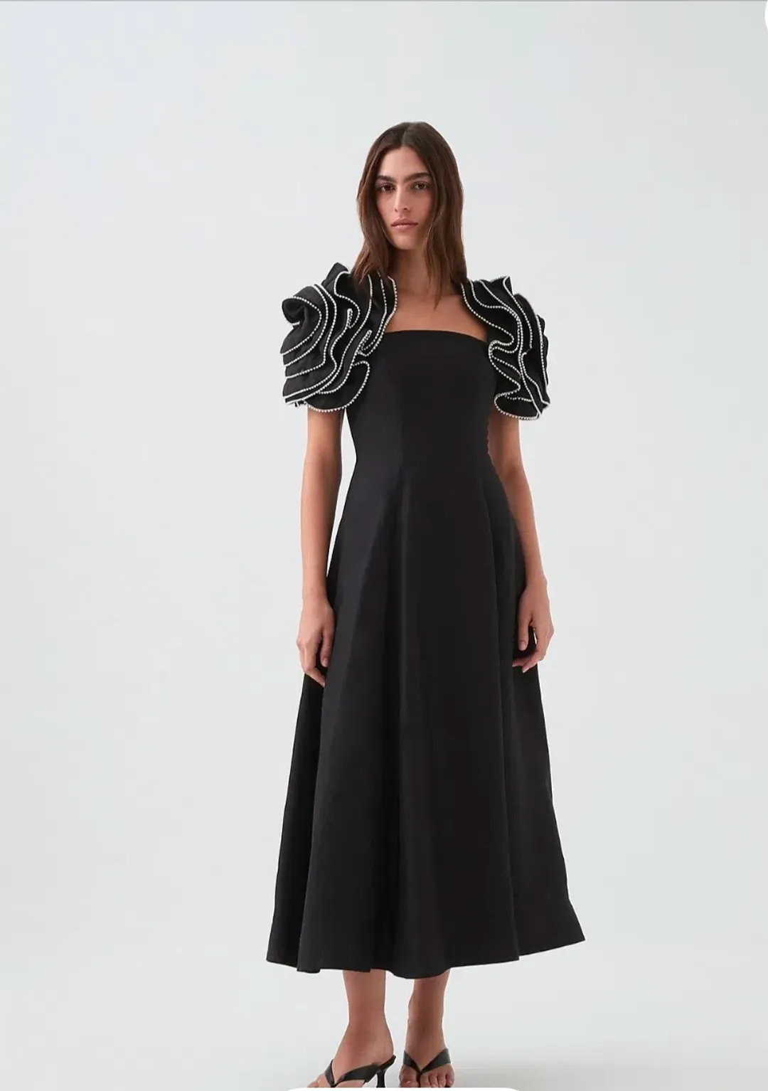Aje Twyla midi dress, black, size 12 for rent on The Volte - main image