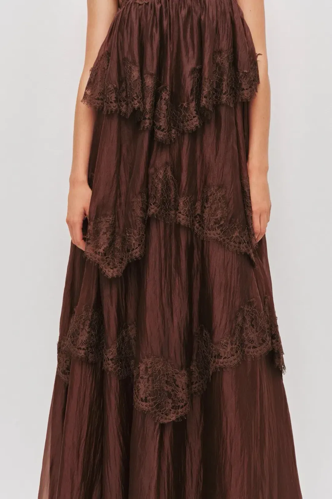 AJE OPHELIA LACE GOWN CHOCOLATE BROWN SIZE 8 AU for rent on The Volte - main image
