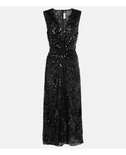 VICTORIA BECKHAM Sequined gathered midi dress for rent on The Volte - image 5