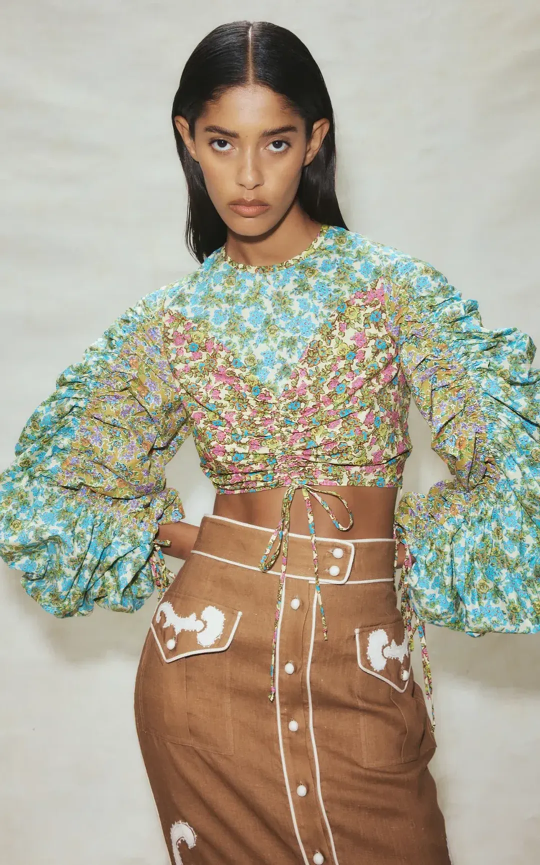 Alemais Ruby Applique Midi Skirt Brown Size AU 8 / S for rent on The Volte - main image