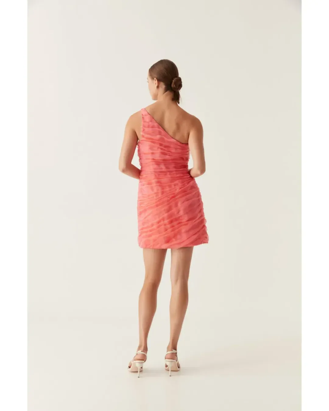 Aje Mercury Iridescent Mini Dress Coral Pink Size AU 6 / XS for rent on The Volte - main image