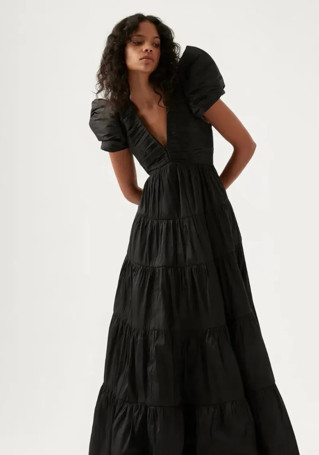 Aje Statuesque Tiered Gown Black Size AU 6 for rent on The Volte - main image