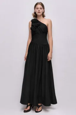 Aje Demi One Shoulder Maxi Dress Black size 8 for rent on The Volte - image 1