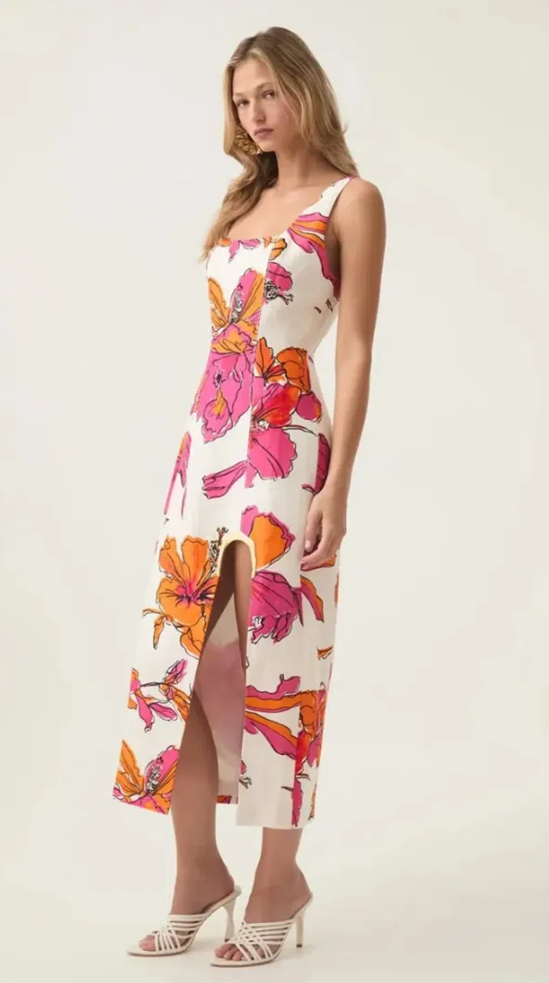 Aje Flourish Hibiscus Midi Dress size 6 for rent on The Volte - main image