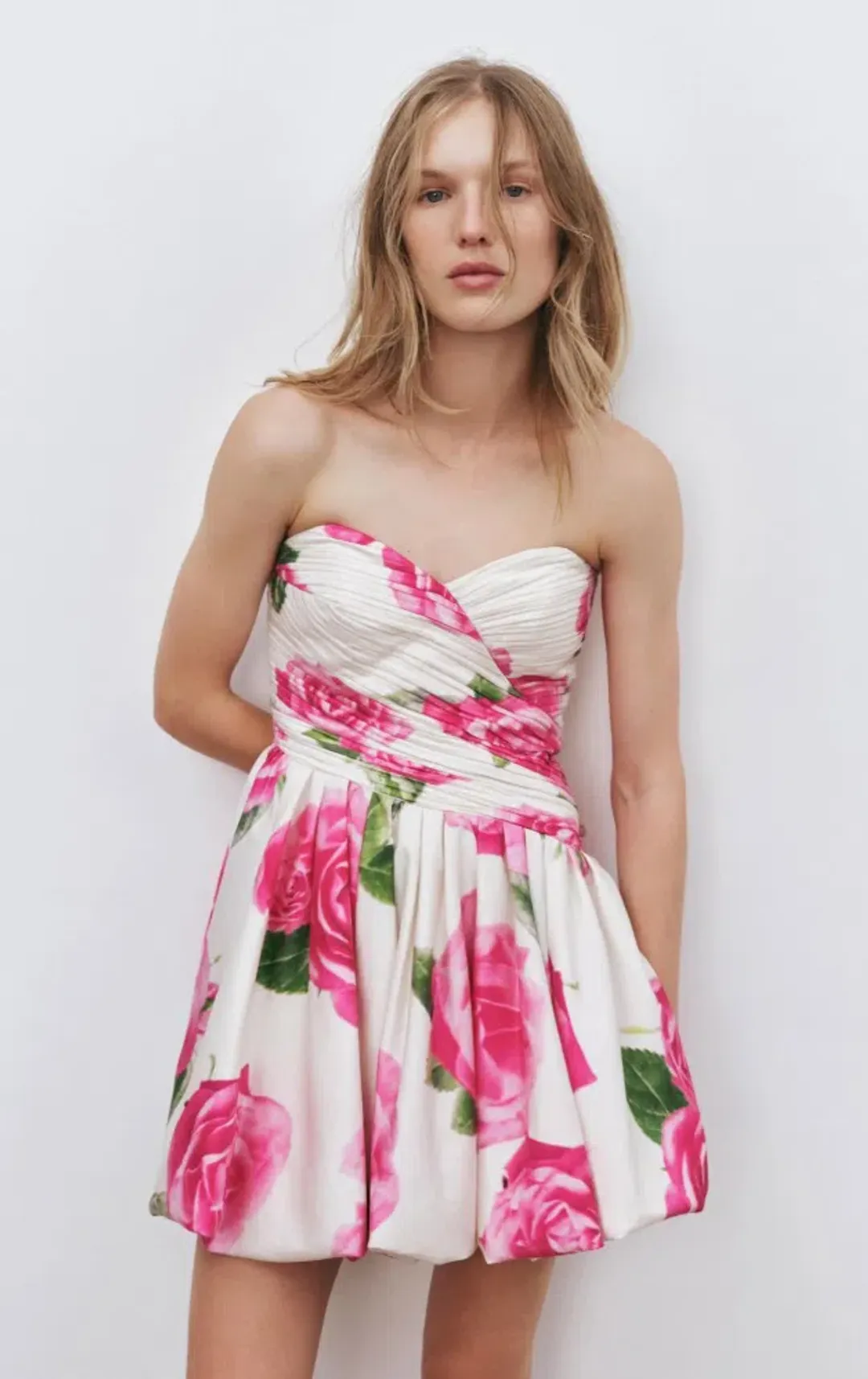 Aje Olea Bubble Hem Mini Dress Soft Rose Light Size 8 for rent on The Volte - main image