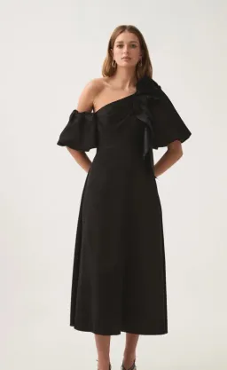 Aje Magnetic Draped Midi Dress Black size 8 for rent on The Volte - image 5