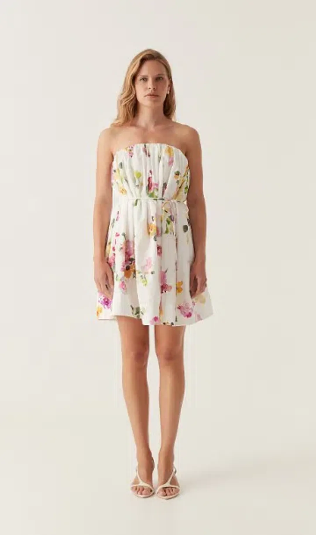 Aje Ayla Strapless Mini Dress White/Floral size 8 for rent on The Volte - main image