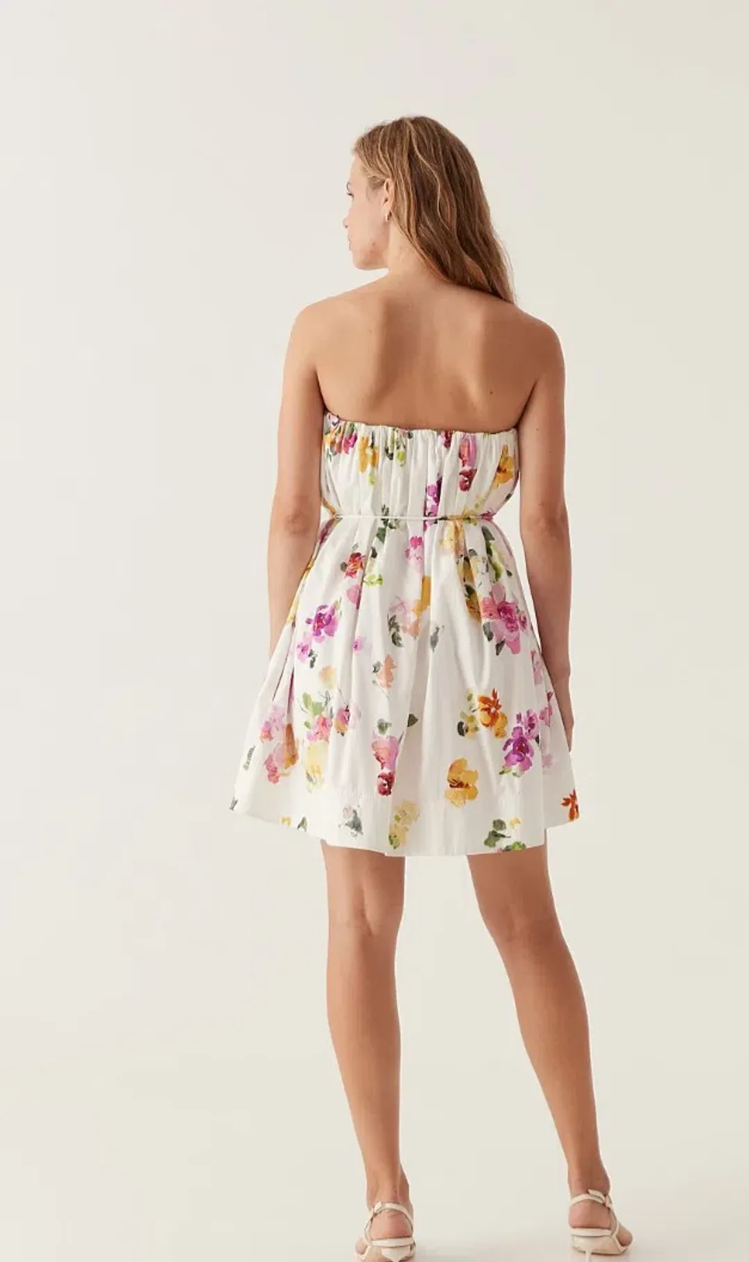 Aje Ayla Strapless Mini Dress White/Floral size 8 for rent on The Volte - main image