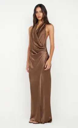  🤎 Bec and Bridge Elisia Wrap Maxi Dress in Milk Chocolate Brown - Size 10 AU Satin formal gown🤎  for rent on The Volte - image 4