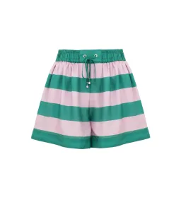 Zimmermann Indra Stripe Relaxed Shirt (Size OP) and Shorts (Size 0) Set in Lilac Teal Stripe Size AU6/8 for rent on The Volte - image 2