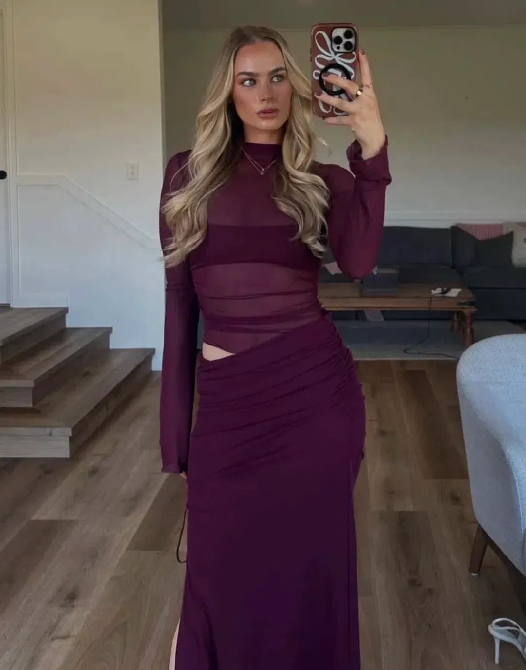 BENNI Mable Maxi Dress Gown In Plum | Size AU 14 UK 14 US 10 for rent on The Volte - main image