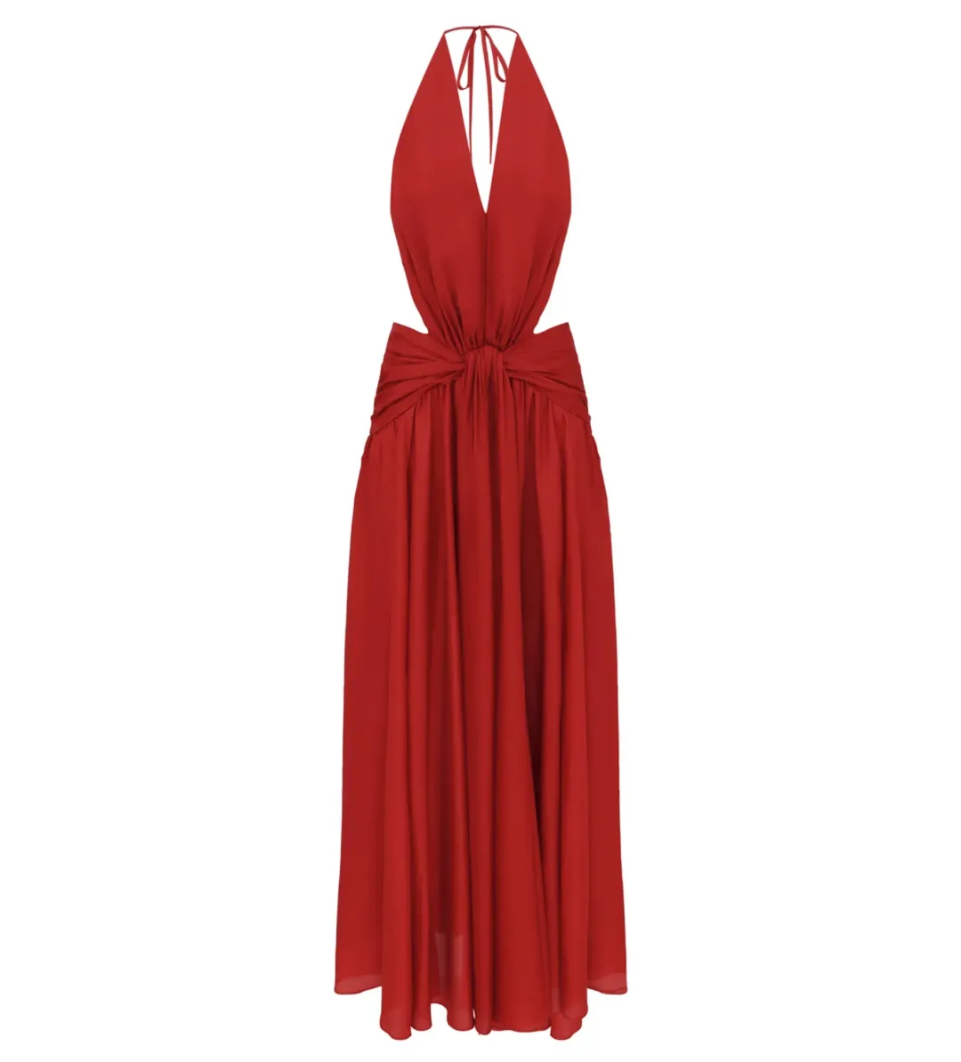 Zimmermann Indra Plunge Halter Maxi Dress in Raspberry Size 0/AU8 for rent on The Volte - main image