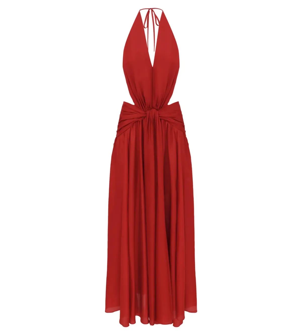 Zimmermann Indra Plunge Halter Maxi Dress in Raspberry Size 0/AU8 for rent on The Volte - main image