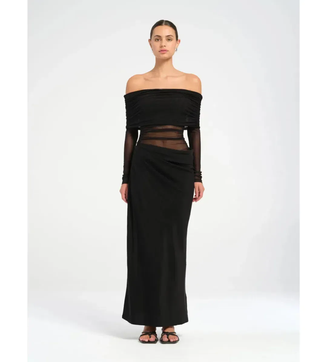 BENNI YASMIN OFF-SHOULDER MAXI DRESS MAXI DRESS BLACK | Size AU 10 for rent on The Volte - main image