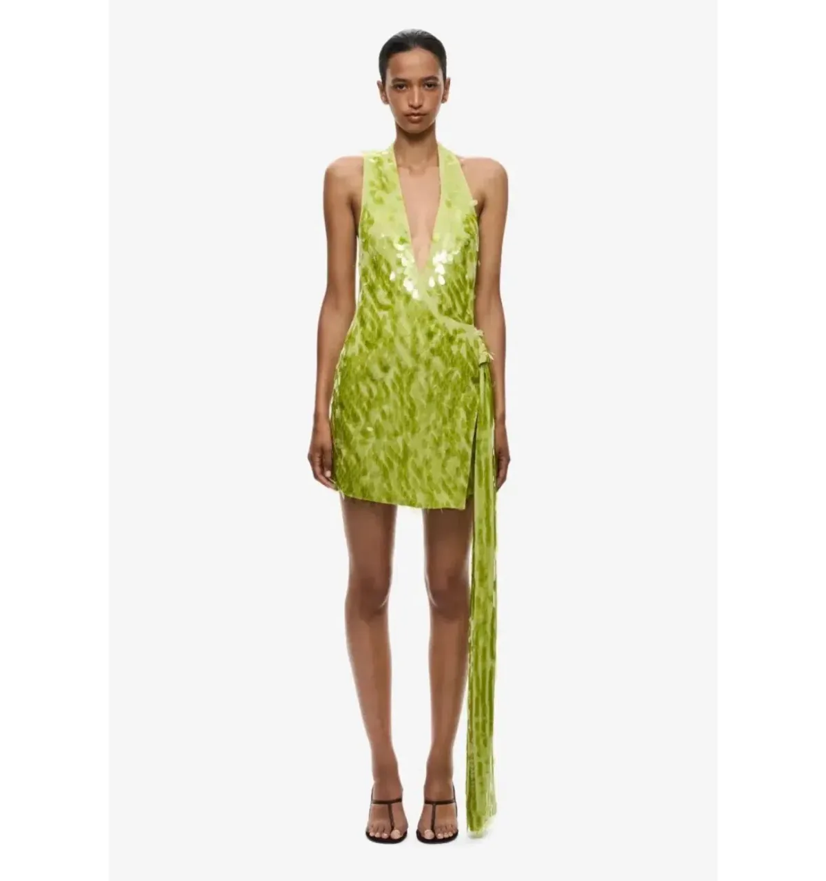 MISHA SAPPHIRE SEQUIN MINI DRESS IN APPLE GREEN SIZE MEDIUm for rent on The Volte - main image