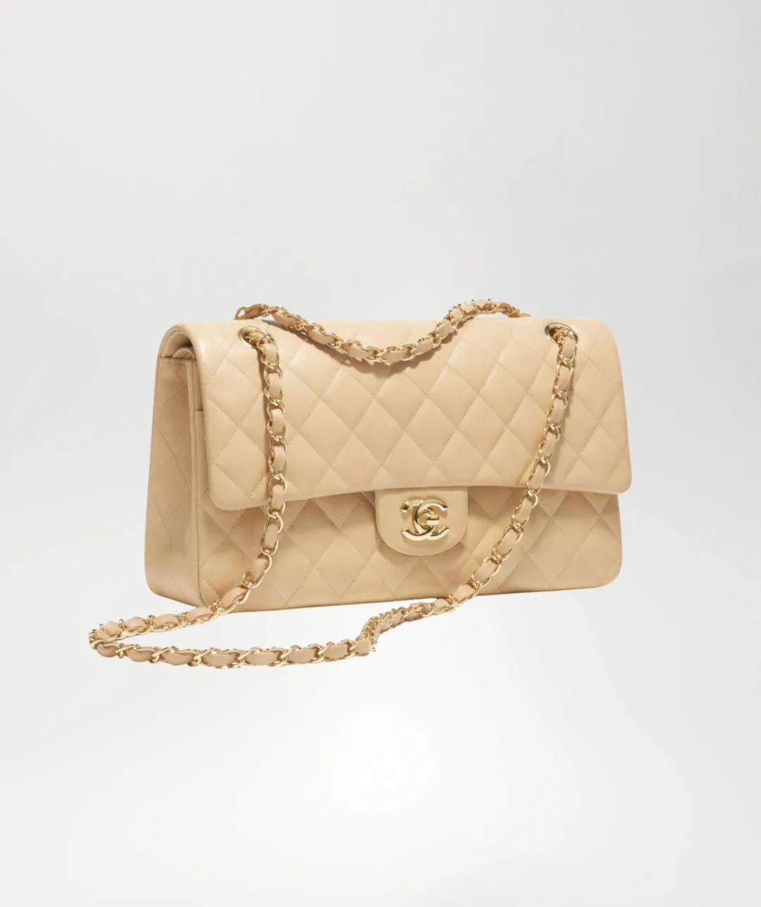 Chanel Classic Beige Medium Flap Handbag for rent on The Volte - main image