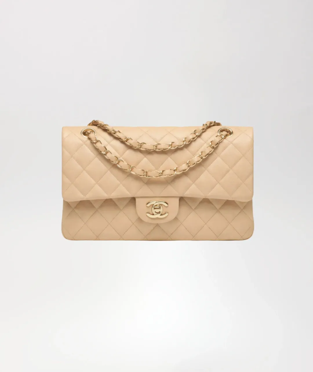 Chanel Classic Beige Medium Flap Handbag for rent on The Volte - main image