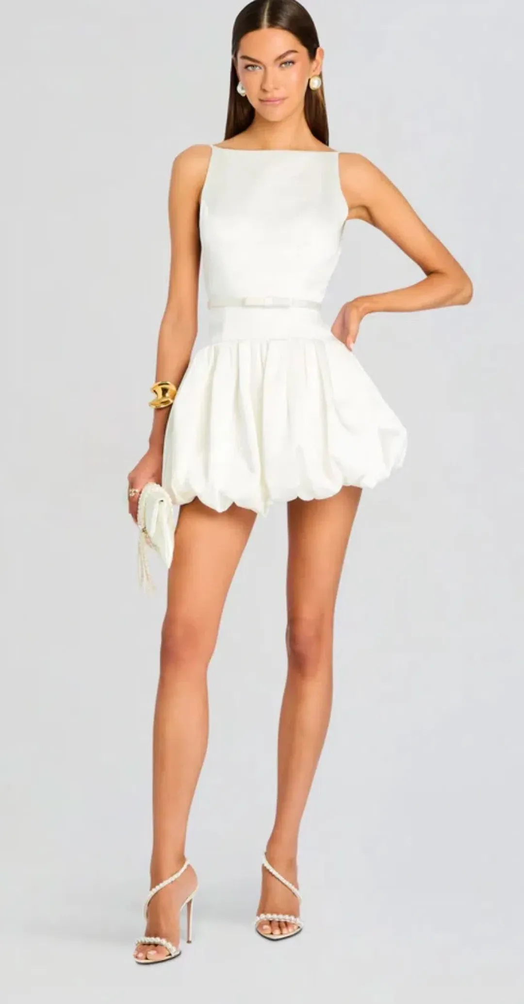 RETROFETE Isolde Dress Mini White Size 8 for rent on The Volte - main image