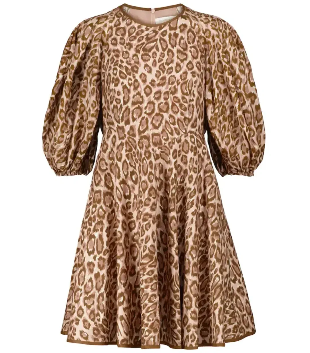 ZIMMERMANN CONCERT DAY MINI DRESS PINK ANIMAL PRINT SIZE O/AU 8 for rent on The Volte - main image