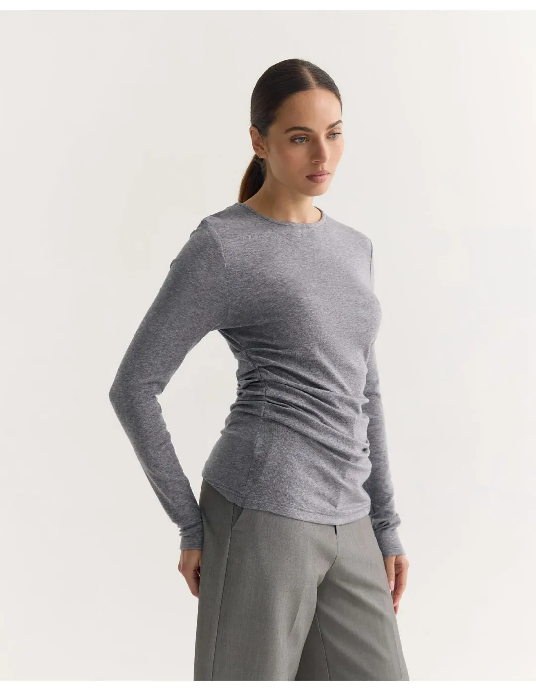 Oxford Lucy Fine Wool Knit Top Grey Size 8 for rent on The Volte - main image
