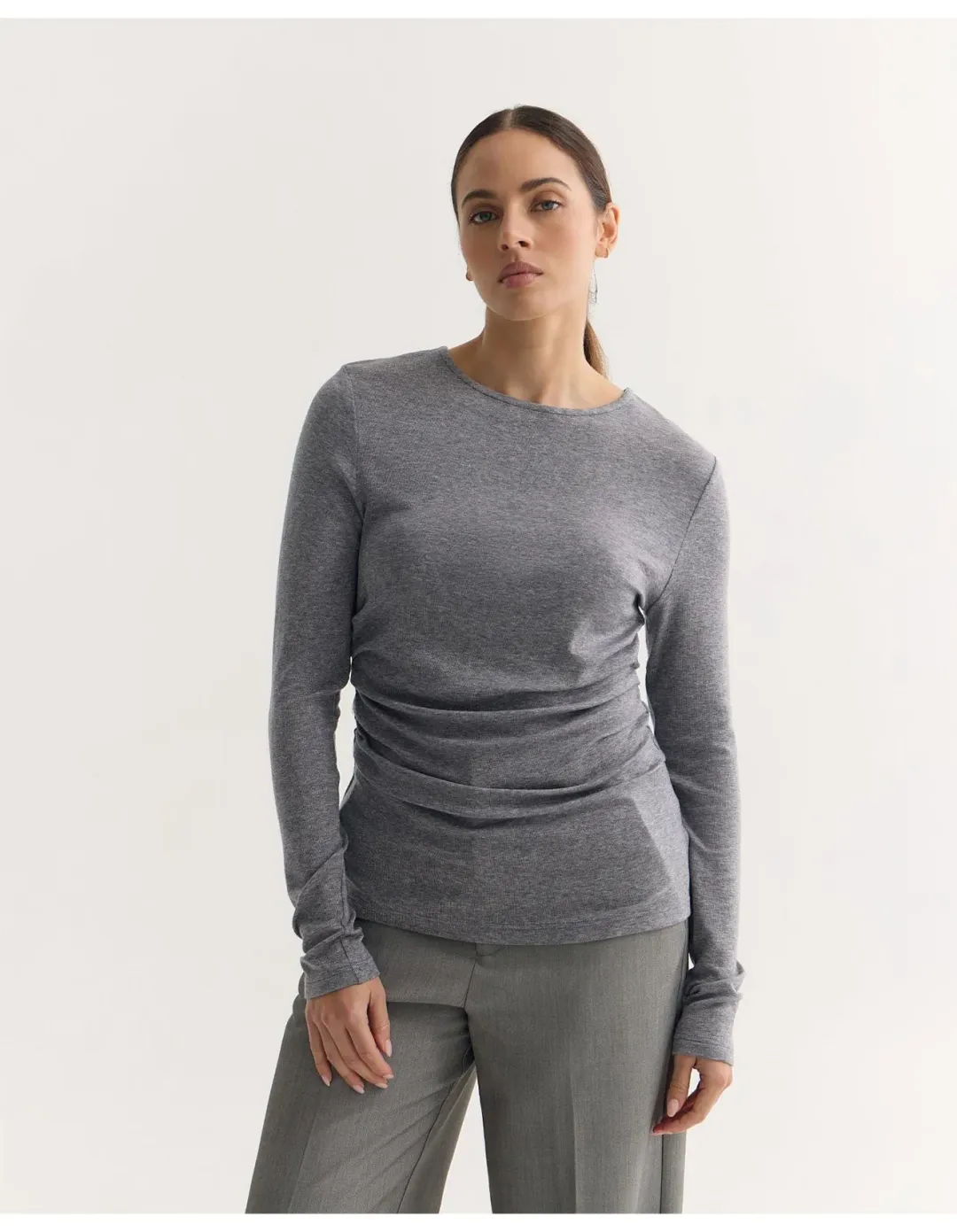 Oxford Lucy Fine Wool Knit Top Grey Size 8 for rent on The Volte - main image