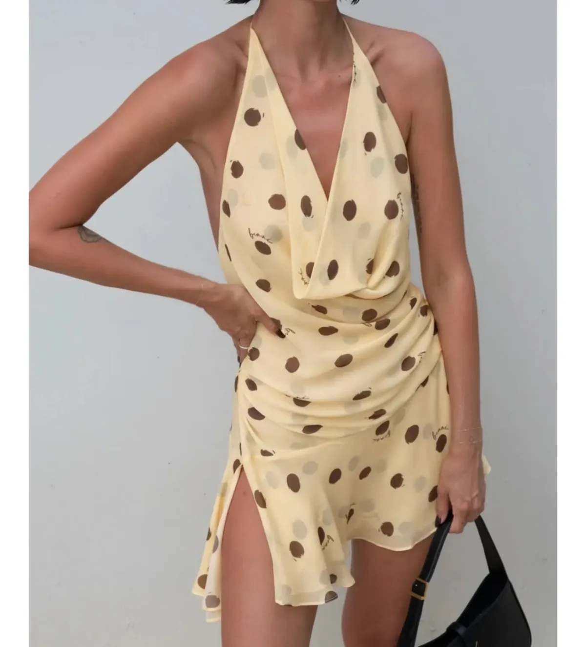 Benni Harlow Halter Mini Dress in Butterspot Size AU10 for rent on The Volte - main image