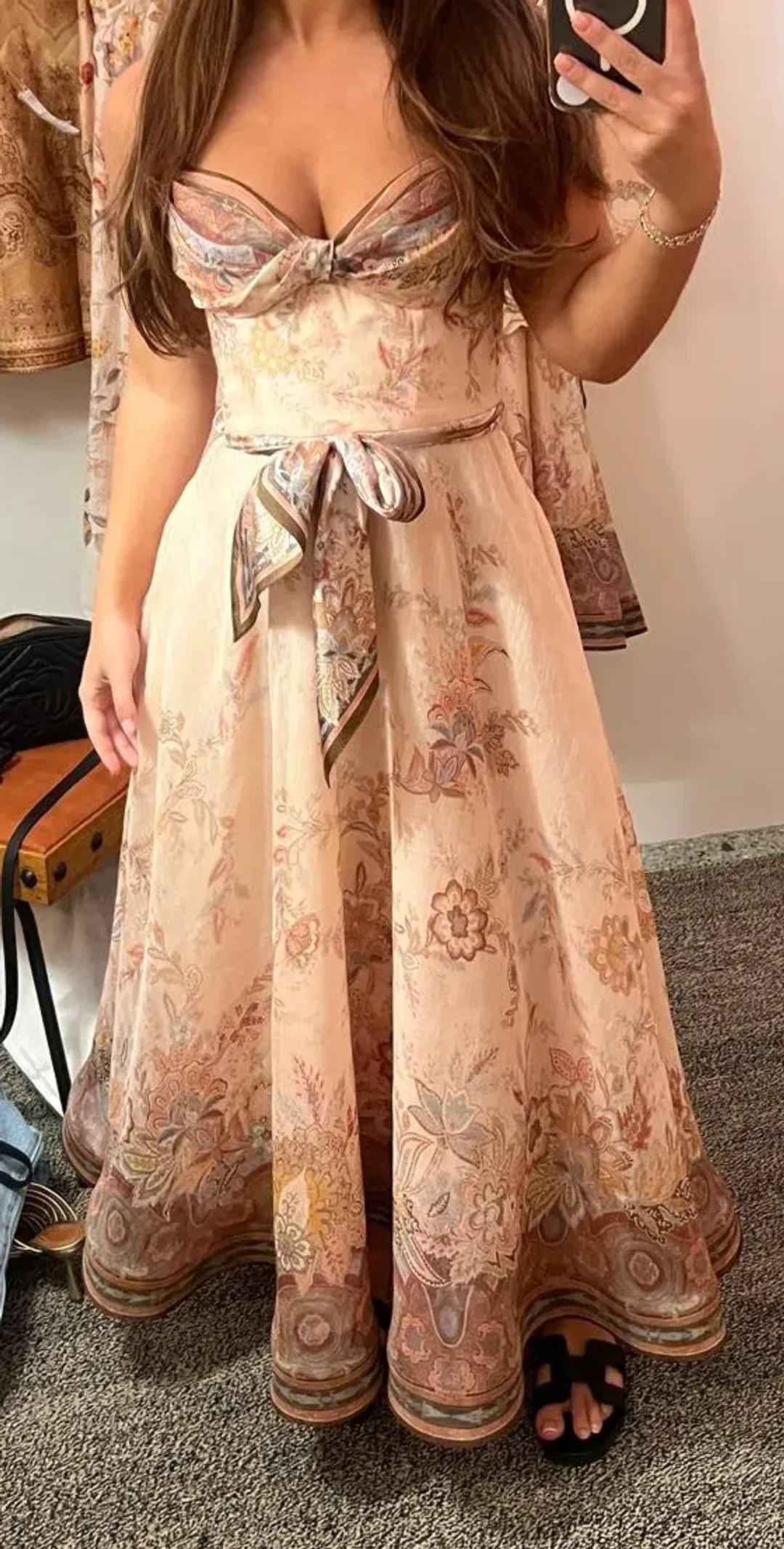 Zimmerman Alchemy Structured Midi Dress - Pink Paisley (Size 1/Size 8-10) for rent on The Volte - main image