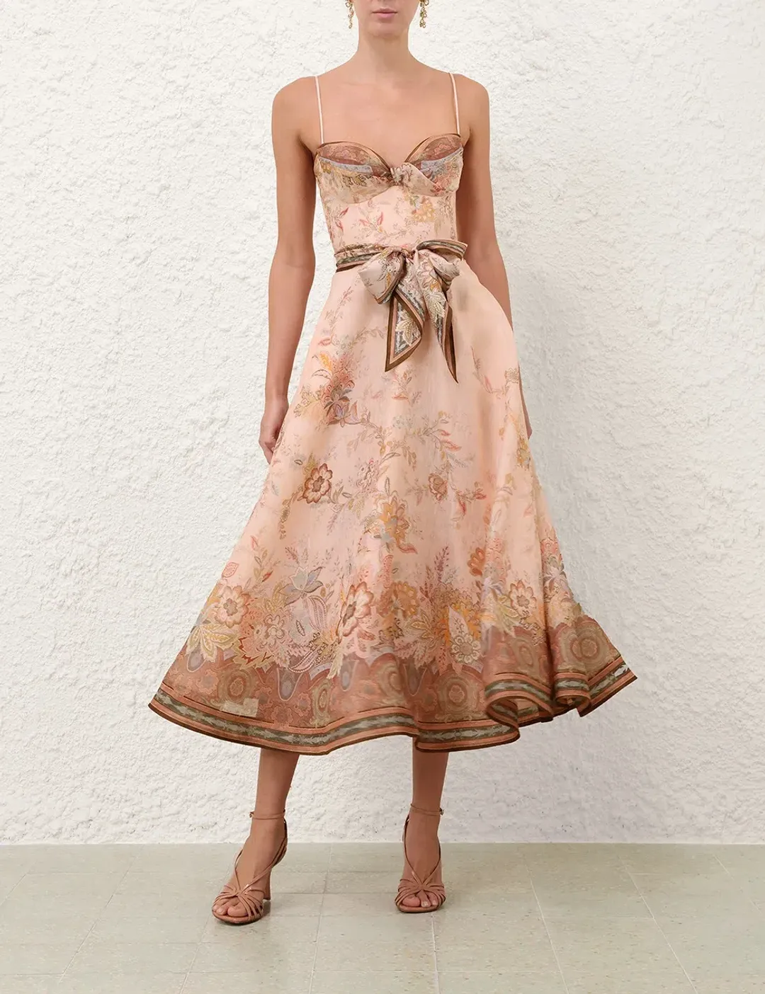 Zimmerman Alchemy Structured Midi Dress - Pink Paisley (Size 1/Size 8-10) for rent on The Volte - main image