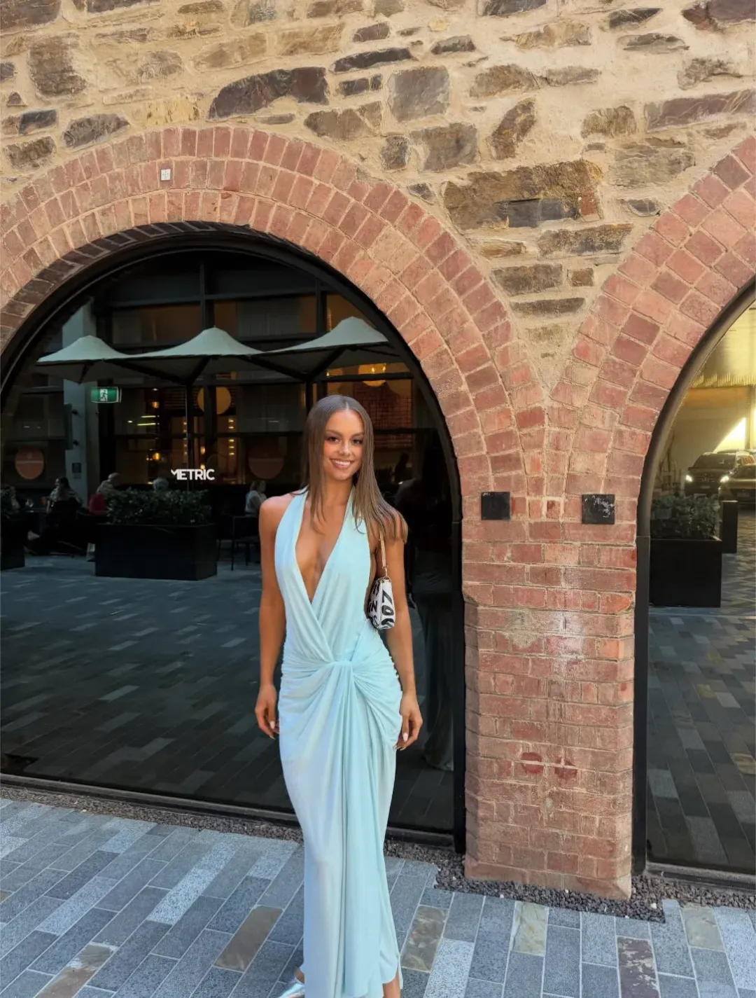 Bec & Bridge Clementine Twist Maxi Dress in Arctic Blue Size AU 8 for rent on The Volte - main image