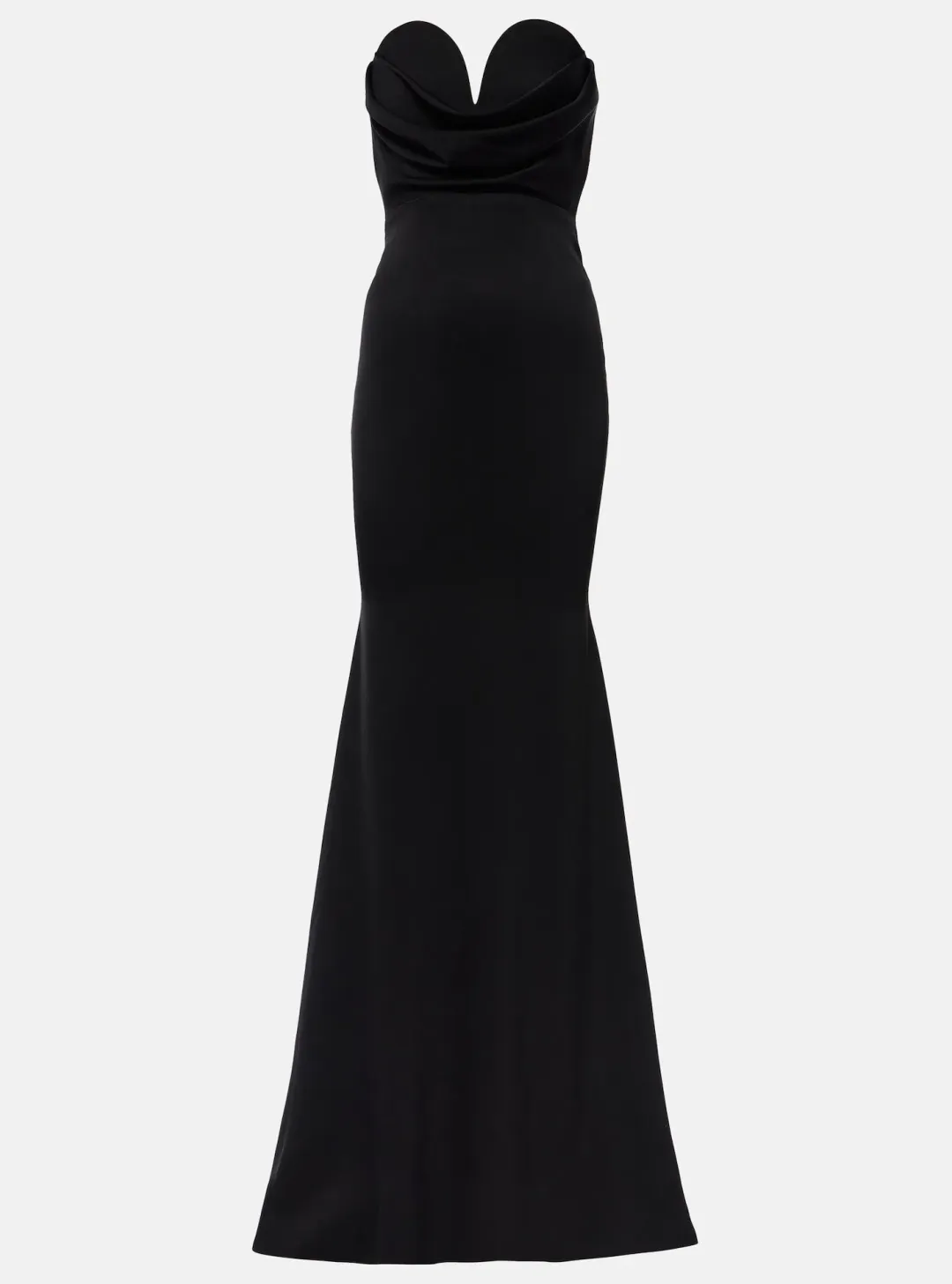 Alex Perry Gathered Strapless Satin Floor Length Gown Black Size 6 for rent on The Volte - main image