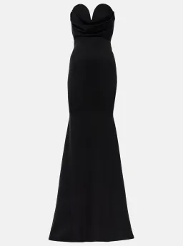 Alex Perry Gathered Strapless Satin Floor Length Gown Black Size 6 for rent on The Volte - image 4