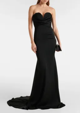 Alex Perry Gathered Strapless Satin Floor Length Gown Black Size 6 for rent on The Volte - image 1