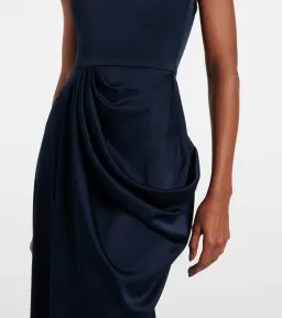 Alex Perry Draped Satin Bustier Maxi Gown in Navy Size AU 6 for rent on The Volte - image 4