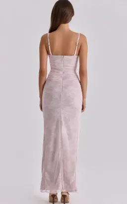 House of CB Lini baby pink lace mesh maxi dress Regular Cup Size M for rent on The Volte - image 2