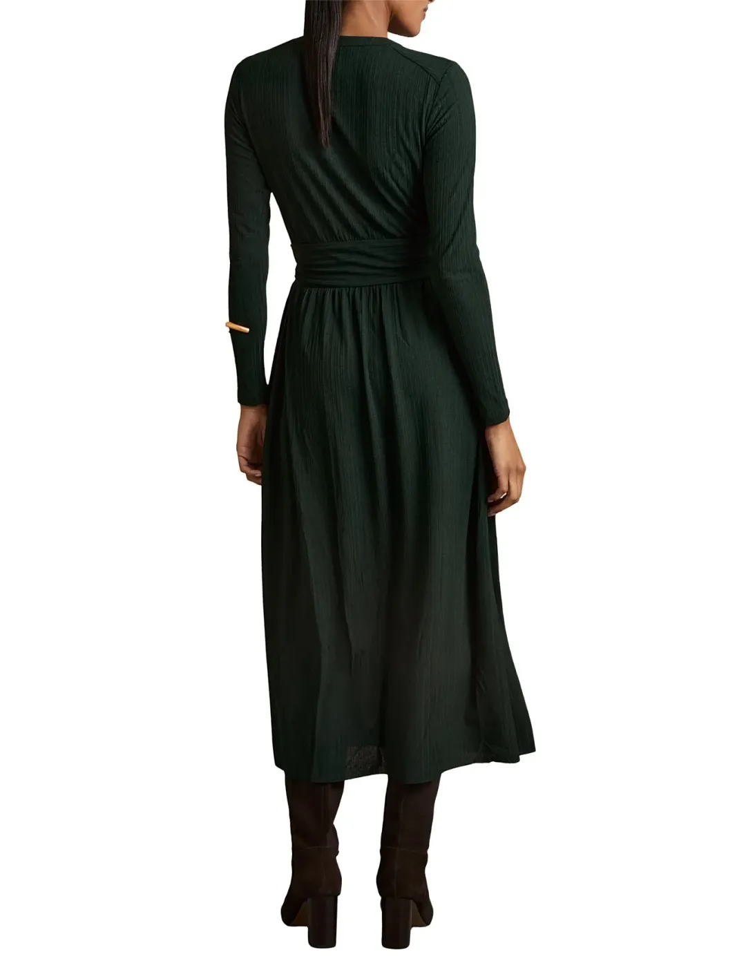 Reiss Madeline Wrap Tie Midi Dress Green Size 6 for rent on The Volte - main image